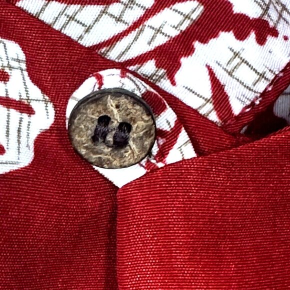 Aloha Joe Mens Hawaiian Shirt Tropical Vacation Hibiscus Floral Pocket Red 2XL - Picture 4 of 12